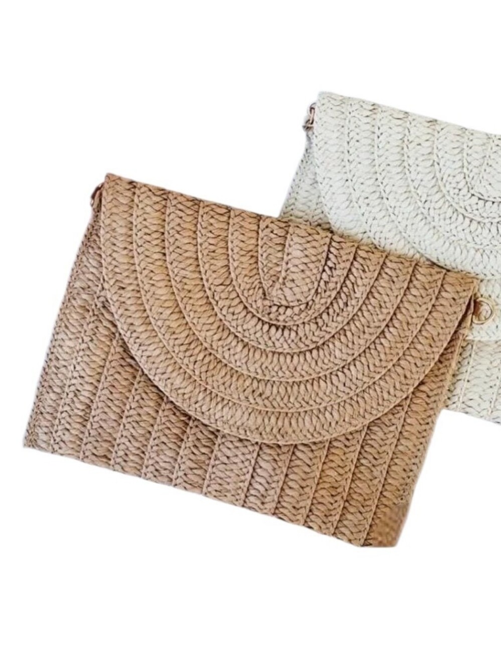 Woven Straw Envelope Clutch